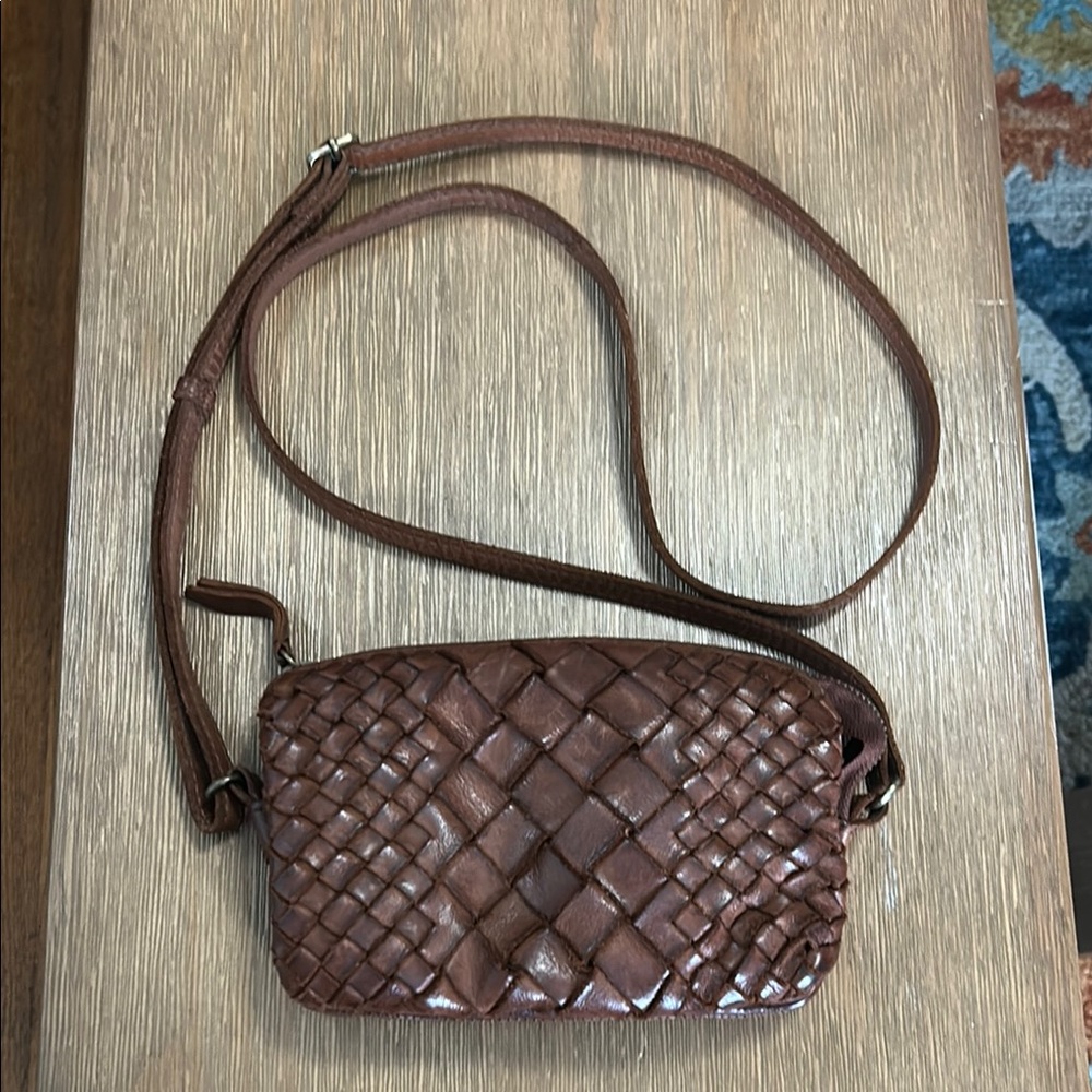 Brown Woven Crossbody Bag